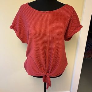 Tie Front T-Shirt, Large, Pink